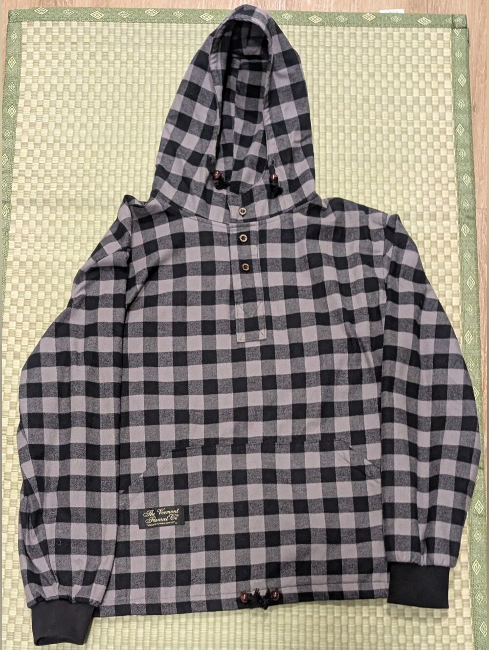 Vermont Flannel Company Hooded Flannel Pullover Gray Buffalo Large Made in USA